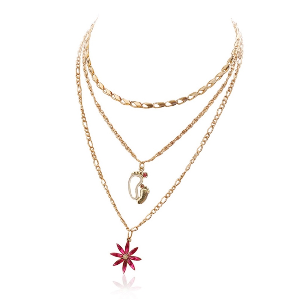 Fashion Foot Flower Multilayer Necklace
